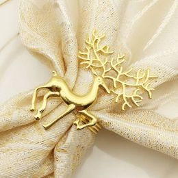 10pcs/lot Gold Silver Elk Napkin Buckle Metal Deer Napkin Circle Christmas West Table Decoration Napkin Rings