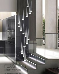1.5-3.5M Deplex house Aluminum led chandelier lighting for stairs long spiral cone suspension lamp art deco lights &amp;amp; lighting