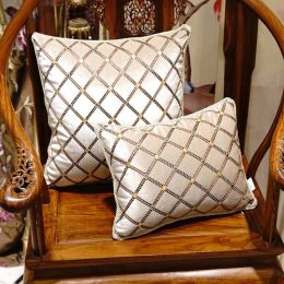 Luxury Plaid Embroidery Cushion Cover 3D Flannel Decor Throw Pillow Case Fine Craftsmanship Home Car Capa de Dlmofada