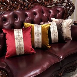 Recommend Top Luxury Jacquard Embroidery Throw Pillowcases Imported Velvet Cushion Cover Sofa Home Decor fundas de cojines