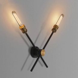 Abajur Designer Simple Aisle Stairs Bedside Wall Lamp American Village Vintage Iron Rotate Double Head Light