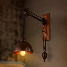 Lampadas American  Living Room Study Bedroom Bedside Wandlamp Restaurant Balcony Pulley Lifting Wall Light Fixtures