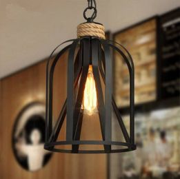 New  American Garden Loft Chandelier Industry  Iron Originality Bar Restaurant Rope Decoration Lights