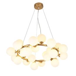 25 head Nordic creative circle led chandelier light Round Bubble glass lampshade villa G4 LED lamp 3W AC220V