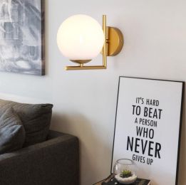 Modern Wall Lamp Glass Sconce Luminaire Ball Light gold chrome color Dia.20cm glass Bedroom Light E27 Base Home Lighting Lampara