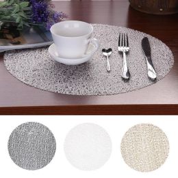 38CM Round Transparent Crystal Children&amp;#39;s Table Mats EVA Non-Slip Plastic Placemat Circle Coasters Western-style Food Placemat