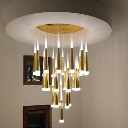 3-15 heads modern led chandeliers gold silver aluminum Acrylic lampbody living room stairway luxury hanging chandelier lighting