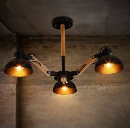 3 Heads American Country Restaurant Bedroom LED Ceiling Lights Nordic Wood Bar Cafe Art Decorate Ceiling Lamp Fixture Lighting