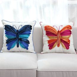 3D Butterfly Embroidered Decorative Throw Cushion Cover Luxury High end Pillow Case for Bedding Sofa almofadas decorativas