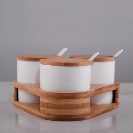 3piece set of hammer-shaped ceramics seasoning jar Condiment box set Spice and pepper shaker Sugar salt chili pot kitchen tools