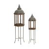 Lantern on Stand (Set of 2) 11.25"D x 44"H, 16.5"D x 56"H Wood/Iron