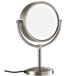 8.5 Inch 10X Magnifying Double sided Vanitys Lighted Makeup Mirrors Standing on Dressing Table Nickel Finish, 7x Magnification