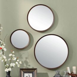 A1 1pack  style wood round bathroom mirror wall hanging bedroom mirror dressing table decoration makeup mirror wx8231340