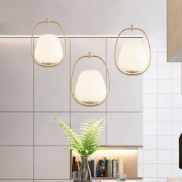 Abajur Golden Color Glass LED Pendant Lights Restaurant Hanglamp Suspension Luminaire Kitchen Pendant Lamp Hanging Light Fixture