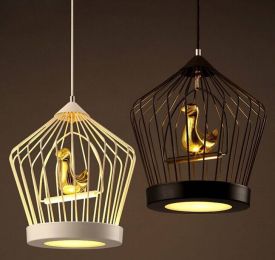 Abajur Loft Industrial  Iron Bird Cage LED Chandelier Lighting American Restaurant Lampshade Cafe Bar Hanging Lamp Fixture