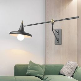 Abajur Nordic Bed Reading Room Telescopic Long Wall Lamp Modern Simple Adjustable E27 LED Restaurant Wall Light Fixtures