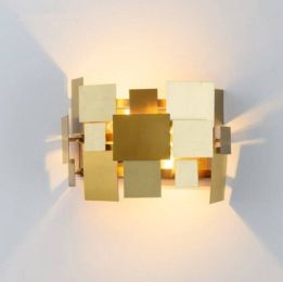 Abajur Wandlamp Modern Art Stainless Steel Square Plate Deformable Wall Lamp Fashion Bedroom Bedside Light Fixtures