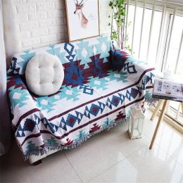 All match Exotic Style Throw Blanket Cotton Thread Sofa Cover Geometric Slipcover Cobertor Soft Blankets For Beds Tassel Edge