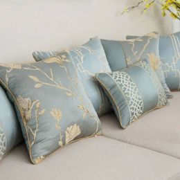 All Match Nordic Cushion Cover Elegant Blue Embroidery Texture Throw Decorative Pillows cases Car/Pillow Cover Housse De Coussin