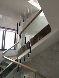 Aluminum Home LED Pendant Lights Modern stairway Led cone hanging light hotel fixtures long black spiral Stair lighting Lustre