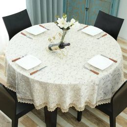 Amazing Round Tablecloth Jacquard Art Leaf Table Cloth Elegant Decoracao Para Casa Lace Edge Toalha De Mesa Tapete Table Cover