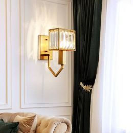 American Copper Wall Lamp for Living Room Light Fixtures Bedroom Bedside Restaurant Wall Sconce Art Home Decorate LED Wall Light
