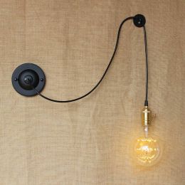 American country DIY art creative wall lamps vintage Industrial  Wall Sconce with knob switch for bedroom bedside reading light