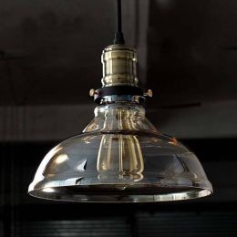 American Countryside Glass Pendant lamp retro dia 25cm clear/amber color glass lampshade Bar/Restaurant Creative industrial lamp