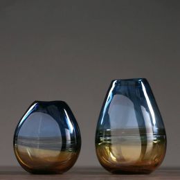 American minimalist colored glass vase decoration home living room TV cabinet water culture flower gift