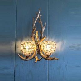American Pastoral  Double  LED Wall sconce Bar Restaurant Hall Crystal Wall Lamp Classic Bathroom LED Wall Light Bar lampe