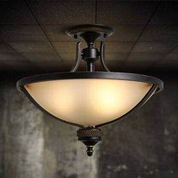 American Rural  Restaurant LED Glass Ceiling Lights for Living Room Modern Bedroom Balcony Home Deco Hanglamp Lightings