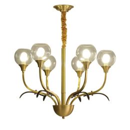 American style Creative LED pendant lights modern foyer bedroom gold luxury hanging lamp clear glass ball lampshade droplight