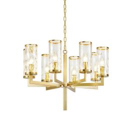 American style Foyer dining room Chandeliers Real brass Gold luxury 6/8/10/12 heads droplight LED E14 bulb Lighting fixture