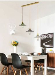Antique Brass Edison pendant Lights smoke Glass hanging lamp for dining room E27 Bedside chess room copper kitchen bar lighting