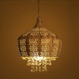 Arabian style through Carved Pendant lamps silver Pendant Light for Restaurant Coffee Room Living Room Lamp E27 metal lamparas