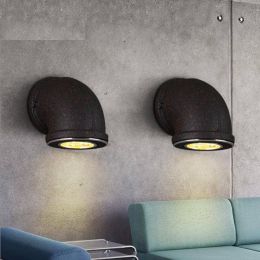 Bar club Art deco Water pipe Wall lamp 3W/7W led spot light Black vintage Industrial lighting Restaurant Balcony Corridor Lights