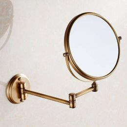 Bath Mirrors 3 x Magnifying Mirror of Bathroom Makeup Mirror Folding Shave 8&amp;quot; Dual Side Antique Brass Wall Round Mirrors 9136
