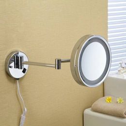 Bath Mirrors 8&amp;quot;Wall Mounted Round One Side Bathroom Mirror LED Makeup Cosmetic Mirror Magnifying Lady&amp;#39;s Private Mirror 2098