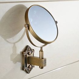 Bath Mirrors Antique Brass 3 X Magnifying Mirror 6 Inch Round Wall Mirror 2 Face Makeup Cosmetic Mirror Bathroom Mirror LAD-71241