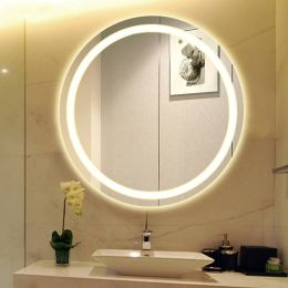 Bathroom wall LED light mirror round wall hanging washroom toilet makeup mirror touch switch White warm light mx12151606