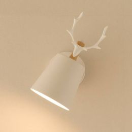 Bedside Lamp Background Wall Deer Head Modern Sconce Wall Lights Simple Warm Aisle Creative Living Room Led Lamp white/black