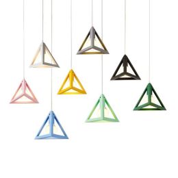 LED Pendant lights modern simple macaron colors Triangle Iron art pendant lamp Foyer bedroom kids room lighting fixture