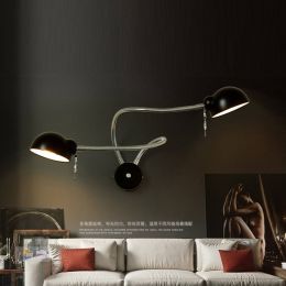 Black Nordic Minimalist Led Wall Lamp Bedroom Bedside Lamp hallway porch Modern Double Rocker Reading Walls With Switch Lights