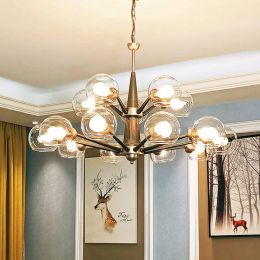 Cafe vintage hanging glass Chandelier led Ceiling fixtures for living room Bar metal chandeliers E27 holder luxury home lighting