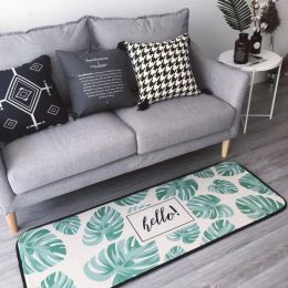 Carpets area rug flannel non-slip carpet bape rug  Nordic simple  mats green leaves long kitchen bedroom bathroom door mats beds