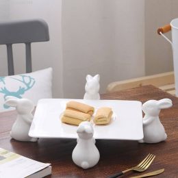 Ceramic Cake Frame Creative European Living Room Rabbit Fruit Plate Pastry Tray Dessert Table Candy Stand Cake Decorating Tools