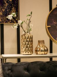 Ceramic Plating  Geometric Pattern Vase Gold Vase Home Decoration Ornaments