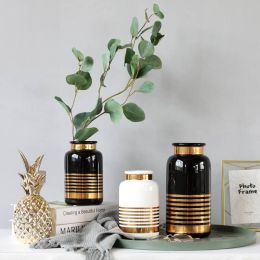 Ceramic Vase European Style Simple White Black Gold Luxury Flower Decoration Home Decoration