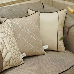 Charm Coffee Cushion Cover Luxury Cotton Linen Geometry Leaf Throw Pillows Christmas For Home Pillow Cover Housse De Coussin