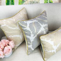 Chic Chenille Jacquard Cushion Cover Euro Luxury Art Leaf Pillow Covers Decorative Square Car Covers Sofa Home housse de coussin